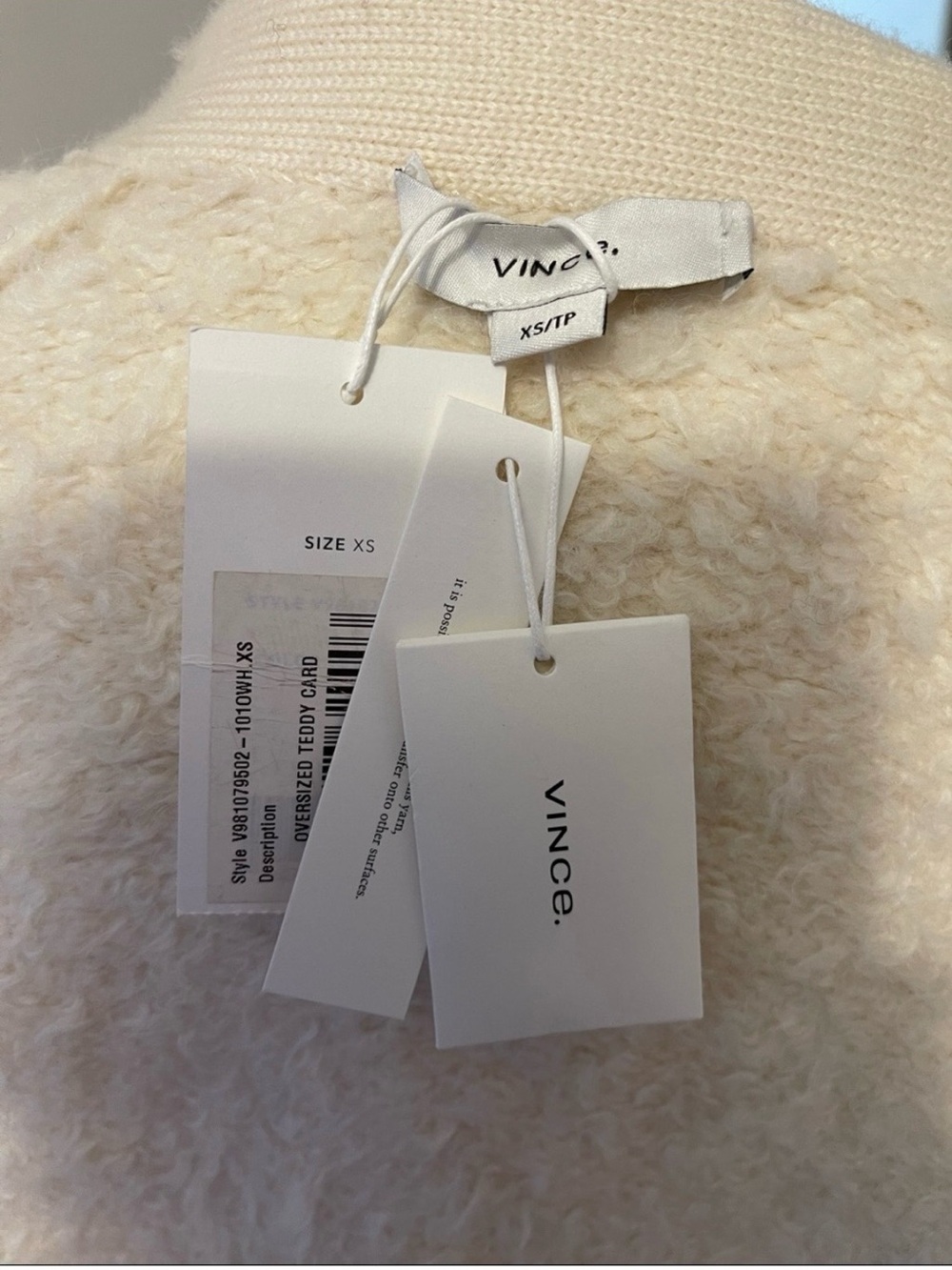 Vince Cream Fuzzy Button-Front Women's Cardigan - Picture 10 of 11